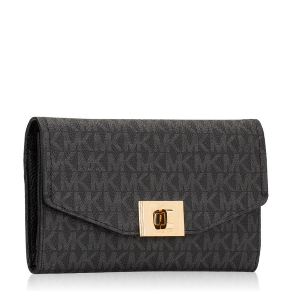 Michael Kors Cassie Large Tri Fold Wallet Black - Picture 2 of 5